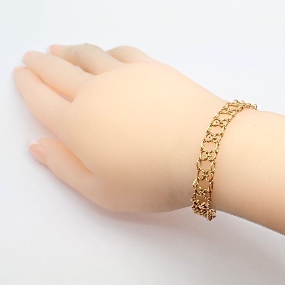Vintage! Authentic Gucci 18k Yellow Gold Logo Bracelet - Picture 10 of 11